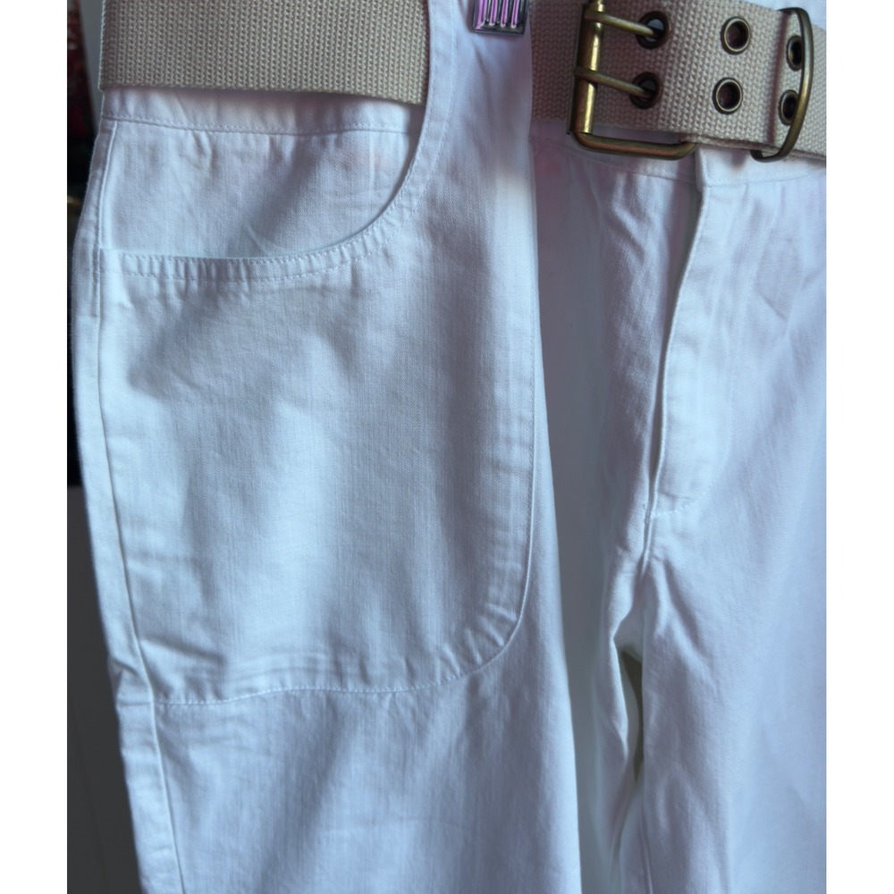 Izod Womens White‎ Cotton Cargo Capri Pants Belted Drawstring Hem IS63254 Size 6 - Picture 3 of 9